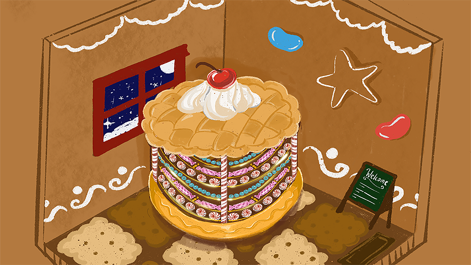 An illustrated candy carousel